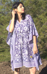 Purple floral short kaftan